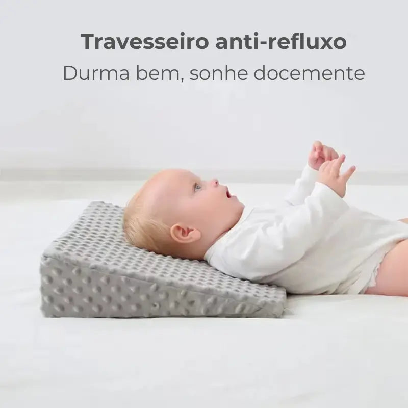 Travesseiro Inclinado Anti-Refluxo com Espuma de Memória - Apoio Confortável para Bebês